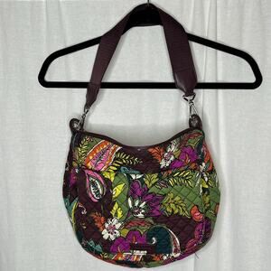 Vera Bradley Shoulder Purse Bag Purple and Greens Inside‎ and Outside Pockets